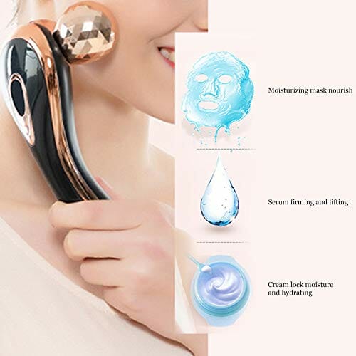 3D Y Shaped Electric Face Roller Massage Masażer Liftingujący Twarz - Mikroprądowa Rolka do Twarzy do Masażu Twarzy, Napinanie Skóry, Masażer do Usuwania Podwójnego Podbródka Rolka do(Złoto) - obrazek 2