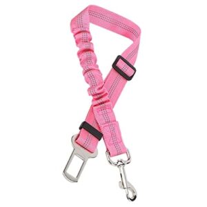 Pas bezpieczeństwa dla psa regulowany pas bezpieczeństwa dla psów samochodowych odblaskowy elastyczny pas bezpieczeństwa dla zwierząt domowych uprząż smycz smycz dla psów kotów i zwierząt domowych (różowy)