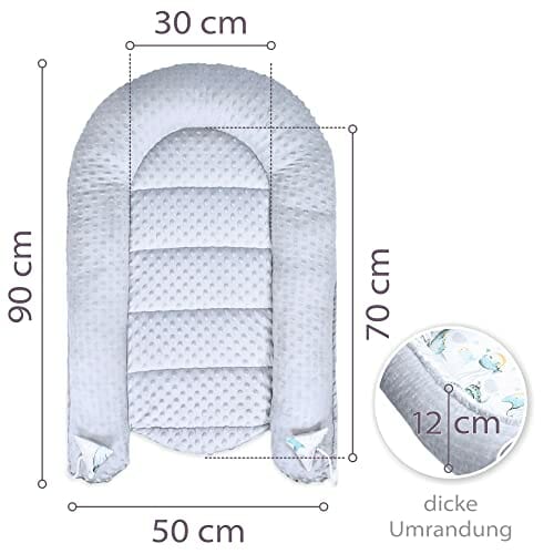 Ciepłe Kokon niemowlęcy 90x50 cm - Kokon przytulanki Kokon Noworodka Zima/Jesień Kokon Babynest Zwierzęta Wodne Jasnoszary - obrazek 5