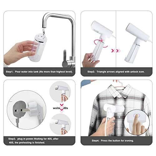 WANNYTON prostownica parowa żelazko podróżne żelazko parowe parowiec odzież żelazko ręczne ze szczotką parową 150 ml 1000 W na wakacje domowe podróż służbowa - obrazek 5