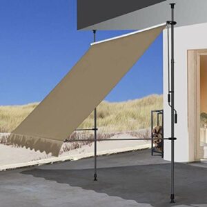 QUICK STAR Klemmmarkise 300x130cm Beige Balkonmarkise Sonnenschutz Terrassenüberdachung Höhenverstellbar von 200-290cm Markise Balkon ohne Bohren