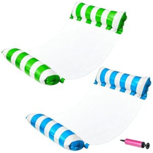 YLSCI Basen Float i hamak wodny, wielofunkcyjny nadmuchiwany basen 4 w 1, dla dorosłych z pompą powietrzną, na basen, plażę, na zewnątrz (niebieski, zielony)