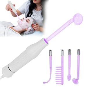 RF różdżka urządzenie do twarzy o wysokiej częstotliwości, elektropatia do pielęgnacji skóry twarzy narzędzie do pielęgnacji skóry dla mężczyzn kobiety leczenie przeciwzapalne i trądzik W zestawie z 4 rodzajami akcesoriów do elektrod (wtyczka Purple Light EU)