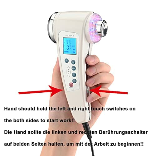 BOWKA Kosmetyczne urządzenie ultradźwiękowe 1 MHz + 3 MHz do ciała i twarzy, urządzenie ultradźwiękowe odmładzanie skóry, oczyszczanie skóry, przeciwzmarszczkowe i przeciwtrądzikowe - obrazek 2