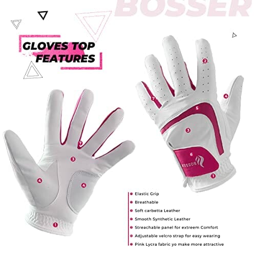 BOSSER Damskie rękawice golfowe ze skóry i elastanu dla lewej dłoni (praworęcznych), ergonomiczne - obrazek 6