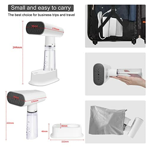 WANNYTON prostownica parowa żelazko podróżne żelazko parowe parowiec odzież żelazko ręczne ze szczotką parową 150 ml 1000 W na wakacje domowe podróż służbowa - obrazek 4
