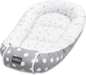 Bellochi Gniazdko niemowlęce dla noworodków – 90 x 60 x 12 cm – 100% bawełna – certyfikat Öko-Tex – przytulne gniazdko dla niemowląt – Dotti Bello