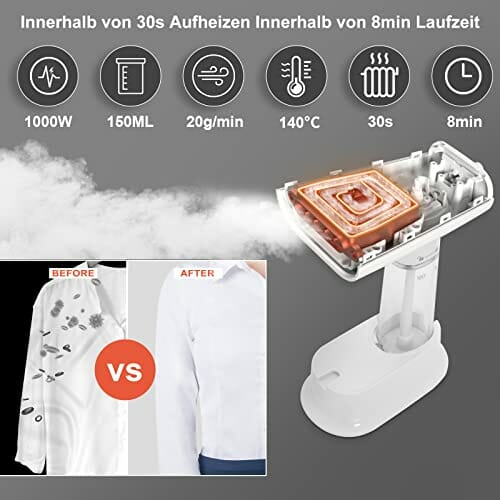 WANNYTON prostownica parowa żelazko podróżne żelazko parowe parowiec odzież żelazko ręczne ze szczotką parową 150 ml 1000 W na wakacje domowe podróż służbowa - obrazek 7