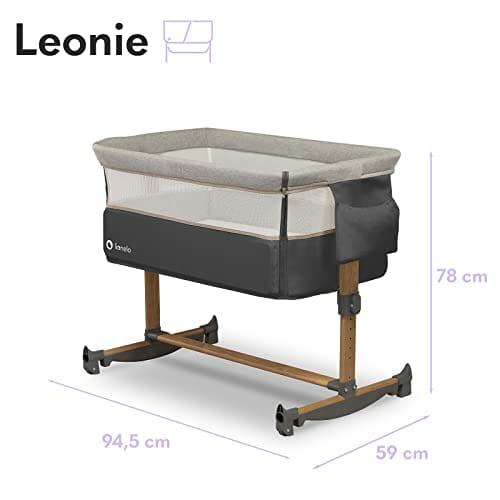 LIONELO Leonie łóżeczko dostawne i turystyczne, regulowana wysokość, wysokiej jakości materac, zwijana ścianka boczna, torba transportowa w zestawie, modny design - obrazek 2