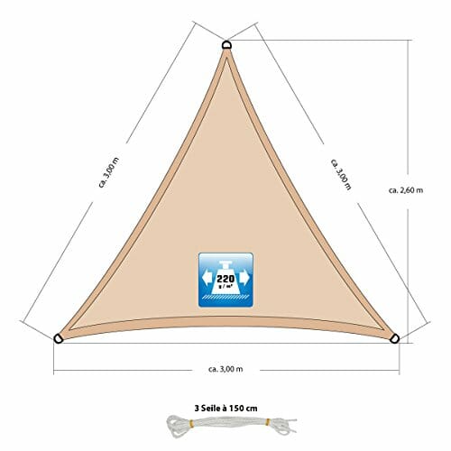 AMANKA Sonnensegel UV - 3 x 3 m HDPE Dreieck - Sonnenschutz Samolot Üb - obrazek 4