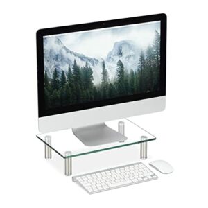 Relaxdays Szklany stojak na monitor, stolik pod telewizor, stojak na n