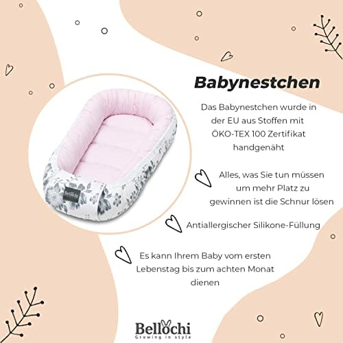 Bellochi Baby Nest kapsuła do spania dla noworodka, 100% bawełna, cert - obrazek 4