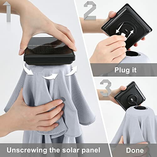 ABCCANOPY 275cm Gartenschirm Sonnenschirm neigbar mit 32 Solar-LED-Lichtern,für Garten,Deck,Schwimmbad,Sandstrand,Hellgrau - obrazek 11