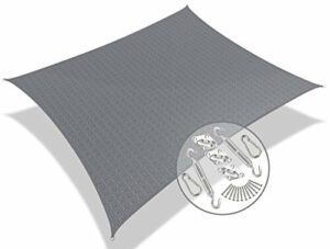 VOUNOT Sonnensegel Rechteckig mit Befestigung Set, Sonnenschutz Atmungsaktiv und UV Schutz, für Balkon Garten Terrasse, 5x3m, Grau