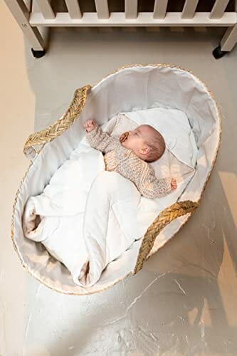 CHILDHOME, Kołyska dla niemowląt, Koszyk, Materac w komplecie, Naturalny materiał żon morski - obrazek 7