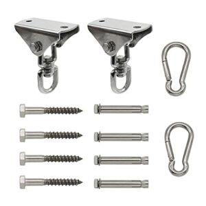 Wytrzymałe wieszaki na huśtawki WorthPlanet 2 szt. Antirust Obrotowy wieszak na huśtawki ze stali nierdzewnej Huśtawka 360 ° 1000Lbs Pojemność na huśtawki Hamaki Wiszące krzesła Torba do garbienia Joga W200014