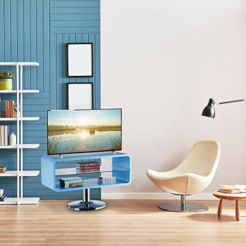 Relaxdays Stojak na telewizor retro, wąska drewniana szafka pod telewizor, szafka pod telewizor, HWD 52 x 81 x 40 cm, niebieski - obrazek 5