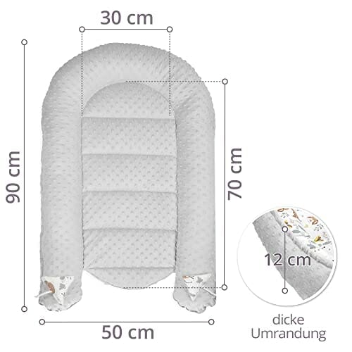 Ciepłe gniazdo niemowlęce 90x50 cm - przytulanki gniazdo nowonarodzone kokon zimowy/jesienny kokon niemowlęcy jeleń jasnoszary - obrazek 5