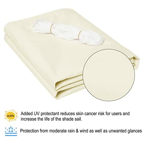 WOLTU Sonnensegel Rechteck 4x6m Creme wasserabweisend Sonnenschutz Polyester Windschutz mit UV Schutz für Garten Terrasse Camping - obrazek 7