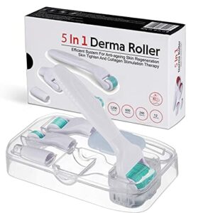 BOWKA BOWKA Derma Roller 5 w 1 derma Roller Microneedling Roller 1,5/0,5/0,3/0,25 mm do pielęgnacji twarzy z mikroigłami, ze stali nierdzewnej