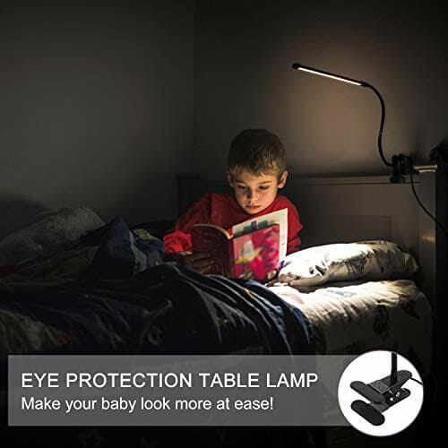 Wilktop Lampa biurkowa 8 W, ściemniana, z zaciskiem USB, 3 trybami (zimna/ciepła/naturalna biała) 10 poziomów jasności, lampa biurkowa LED do biura, nauki, czytania, nauki, pracy (czarna) - obrazek 6