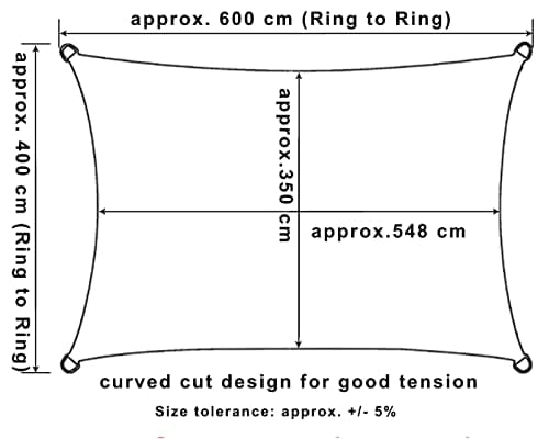WOLTU Sonnensegel Rechteck 4x6m Hellgrau atmungsaktiv Sonnenschutz HDPE Windschutz mit UV Schutz für Garten Terrasse Camping - obrazek 8