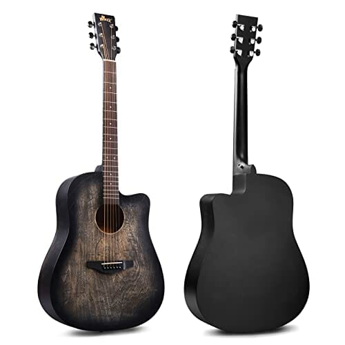 Winzz Gitara westernowa 4/4, gitara akustyczna, dla dorosłych, 41 cali, zestaw gitarowy dla początkujących (grawerunek w stylu vintage) - obrazek 8