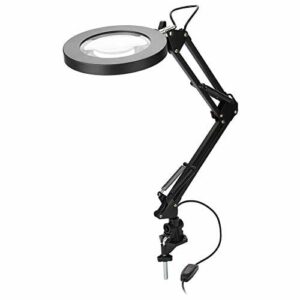 Cocoarm Lampa z lupą, lampa robocza, lampa kosmetyczna, 5 dioptrii, lupa ze światłem LED, lampa powiększająca z zaciskiem, do kosmetyków, gabinetów kosmetycznych, pomoc w czytaniu