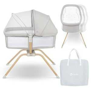 LIONELO Malin Evo łóżeczko 3w1 z funkcją bujania, łóżeczko turystyczne dla niemowląt z materacem, od 0 do 9kg, daszek, moskitiera, składane, system bujania, regulacja nachylenia, szybki montażu, torba turystyczna, lekkie