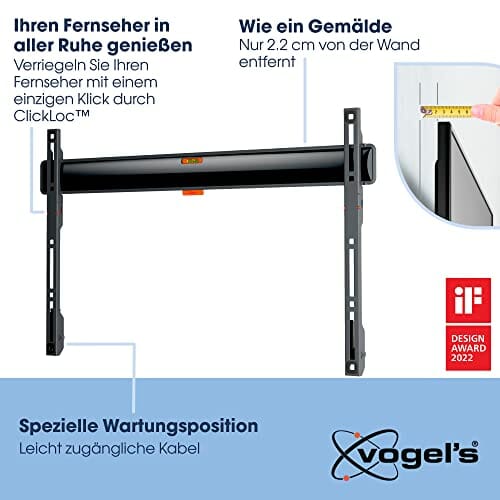 Vogel's TVM 3605 płaski uchwyt ścienny do telewizora 40-100 cali, maks. 75 kg, uchwyt TV maks. VESA 600x400, uniwersalna kompatybilność, odległość od ściany tylko 2,2 cm - obrazek 5