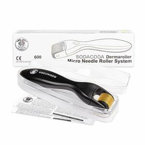 Sodacoda Derma-Roller – 600 do pielęgnacji twarzy z tytanowym mikroigłowaniem – przeciw zmarszczkom – przeciw bliznom, długość igły: 0,20 mm