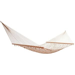 Ba hamak z siatki naturalnej, biały z drewnianym drążkiem, odporny na warunki atmosferyczne Duracord Ecru