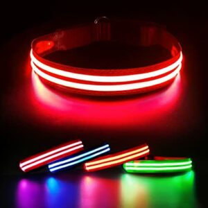 ObrożA Dla Psa Led BłYskająCa PodśWietlana ObrożA Dla Psa 100% Wodoodporna Akumulator Regulowana ZwięKszona Widoczność Super Jasna Dla MałYch śRednich DużYch PsóW - Czerwony -M