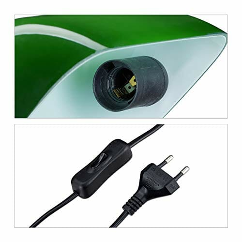 Relaxdays Lampa bankierska, z odchylanym szklanym kloszem i drewnianą podstawą, lampa biurkowa retro/vintage, E27, lampa bibliotekowa, zielona, 10034378, 43 x 26,5 x 23,5 cm - obrazek 2