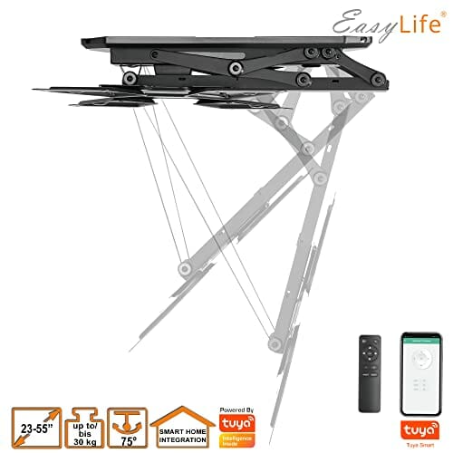VAR-Listing EasyLife uchwyt sufitowy do telewizora elektrycznie obracany + integracja Smart Home (EL-DHM-55S do 55 cali, czarny) - obrazek 6