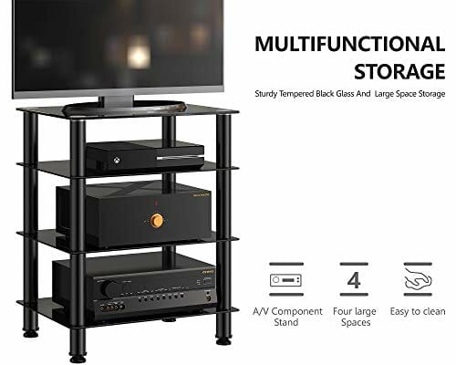 FITUEYES Szafka HiFi z 4 półkami ze szkła hartowanego i aluminiowej me - obrazek 6