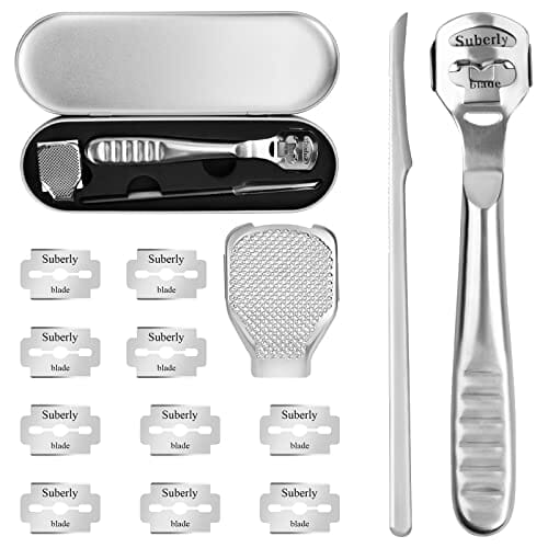 Pilarka do zrogowaciałego naskórka i usuwania zrogowaciałego naskórka, ergonomiczna, profesjonalna tarka do zrogowaciałego naskórka ze stali nierdzewnej, narzędzie do pielęgnacji stóp, z 10 zapasowymi ostrzami