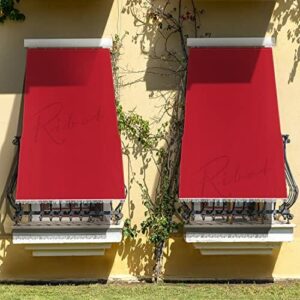 Awning Markise Sonnensegel Farbe Rot 145 x 250 cm Schattierung Zuhause Büro mit Haken-Kit Ringe Stoff Reißfest Outdoor Balkon Tür Fenster Garten Pavillon waschbar (11)