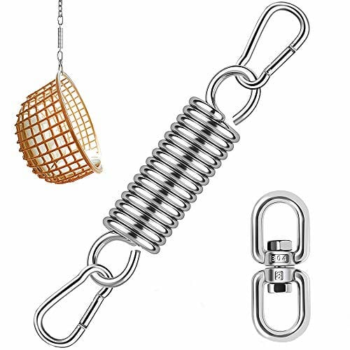 Sprężyna huśtawkowa, hamak, ze stali nierdzewnej, hamak, ze stali nierdzewnej, obciążenie do 250 kg, do użytku w pomieszczeniach, hamakach, fotelach wiszących, do jogi, na werandzie (srebrny)