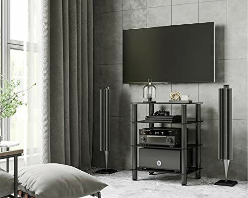 FITUEYES Szafka HiFi z 4 półkami ze szkła hartowanego i aluminiowej me - obrazek 7