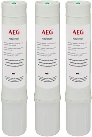 AEG | zestaw 3 wymiennych filtrów (AEGFFF2) do systemu filtracji wody na bieżąco AEGFFFS2 | łatwa instalacja pod zlewem do kranu | okres eksploatacji: 6 miesięcy/7 500L wody