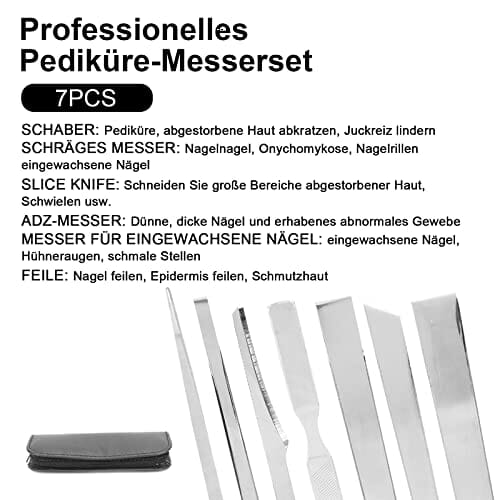 Zestaw noży do pedicure, profesjonalny nóż do pedicure, zestaw do usuwania zrogowaciałego naskórka, pilnik do stóp ze stali nierdzewnej, pilnik do stóp z pudełkiem do przechowywania - obrazek 4