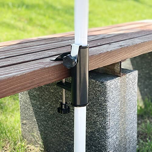 Terrassenschirm Klemme Schirmständer Feste Clip Schirmständer Für Balkon Strand Schirmhalter Klemme Sonnenschirm Halterung Sonnenschirm Befestigung Für Geländer Zaun Deck Dock Und Terrasse(Schwarz) - obrazek 5