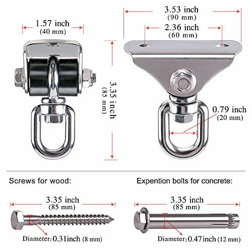 BeneLabel Drewno/betonowy wieszak na hamak, huśtawka, śruba wisząca, o - obrazek 3