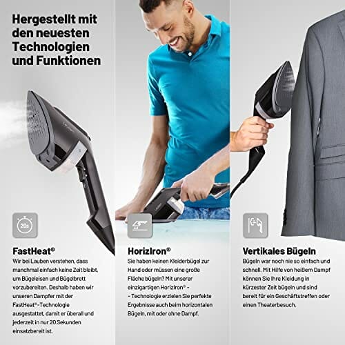 Żelazko turystyczne Lauben 1950BC turystyczna prasownica parowa z szybkim rozruchem, pionowe i poziome prasowanie, sznurek o długości 3 m, zbiornik na wodę 170 ml, torba odporna na wysokie temperatury, funkcja Dry Ironing - obrazek 6