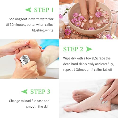 Pilarka do zrogowaciałego naskórka i usuwania zrogowaciałego naskórka, ergonomiczna, profesjonalna tarka do zrogowaciałego naskórka ze stali nierdzewnej, narzędzie do pielęgnacji stóp, z 10 zapasowymi ostrzami - obrazek 3