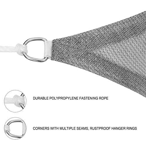 WOLTU Sonnensegel Rechteck 4x6m Hellgrau atmungsaktiv Sonnenschutz HDPE Windschutz mit UV Schutz für Garten Terrasse Camping - obrazek 5