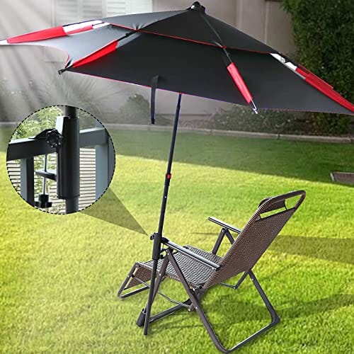 Terrassenschirm Klemme Schirmständer Feste Clip Schirmständer Für Balkon Strand Schirmhalter Klemme Sonnenschirm Halterung Sonnenschirm Befestigung Für Geländer Zaun Deck Dock Und Terrasse(Schwarz) - obrazek 4