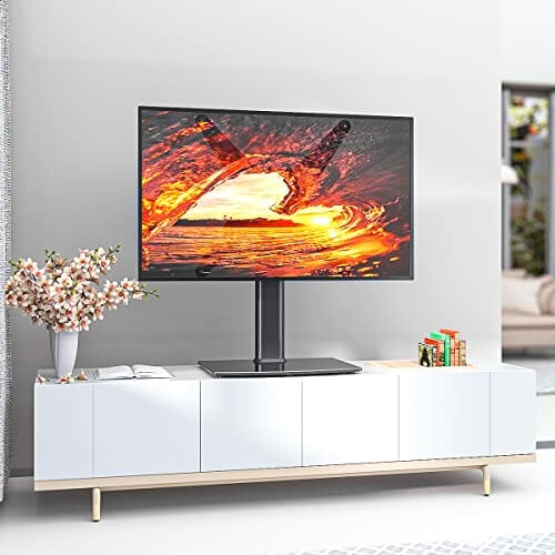 Uniwersalny stojak pod telewizor, do telewizorów o przekątnej od 21 do 119,4 cm, obracany o 90 stopni, 4 poziomy wysokości, z hartowanego szkła, do 45 kg - obrazek 5