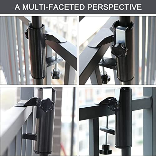 Terrassenschirm Klemme Schirmständer Feste Clip Schirmständer Für Balkon Strand Schirmhalter Klemme Sonnenschirm Halterung Sonnenschirm Befestigung Für Geländer Zaun Deck Dock Und Terrasse(Schwarz) - obrazek 2